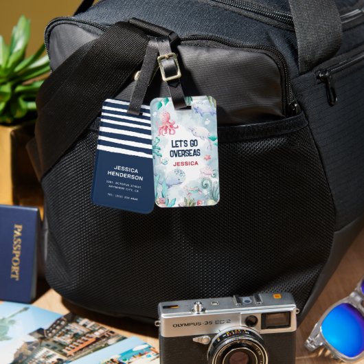 Kute Kinder "Laten we over zee gaan" Ocean Travel Bagagelabel (Voorkant /achterkant)