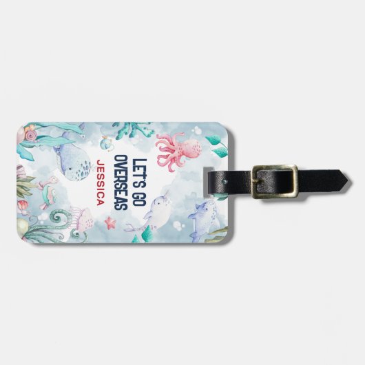 Kute Kinder "Laten we over zee gaan" Ocean Travel Bagagelabel (Voorkant horizontaal)