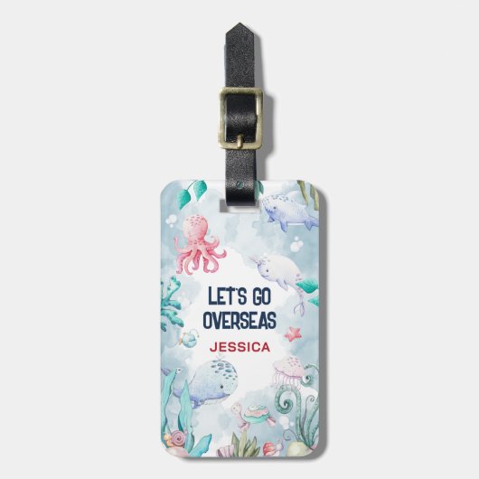 Kute Kinder "Laten we over zee gaan" Ocean Travel Bagagelabel (Voorkant verticaal)