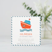 Kute Kinder Nautical Boat any Age Birthday Invite Bedankkaart (Staand voorkant)