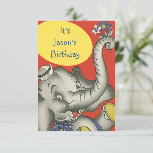 Kute  Kinder Partij Uitnodigingen Zoete Elephant (Staand voorkant)