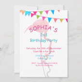 Kute Kinder roze blauw Flamingo Beach Birhtday Kaart (Voorkant)