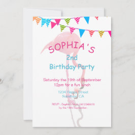 Kute Kinder roze blauw Flamingo Beach Birhtday Kaart