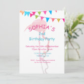 Kute Kinder roze blauw Flamingo Beach Birhtday Kaart (Staand voorkant)