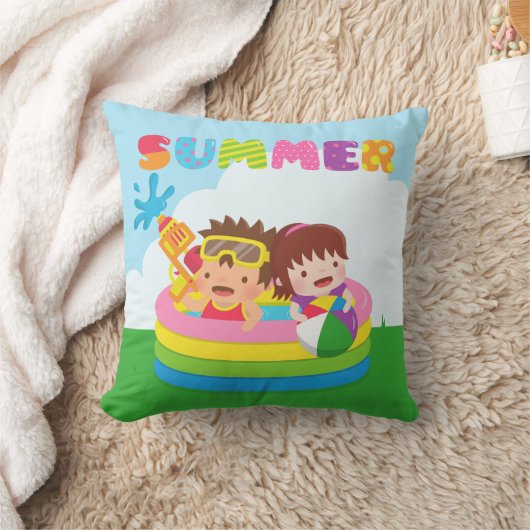 Kute Kinder Summer Water Pool Fun Sierkussen (Deken)