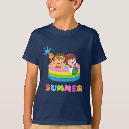 Kute Kinder Summer Water Pool Fun T-shirt (Voorkant)