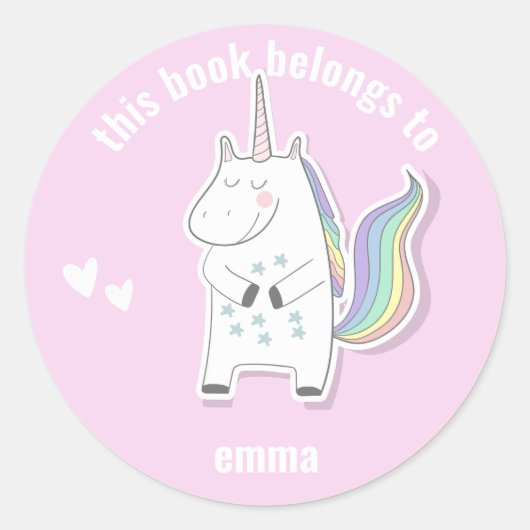 Kute Kinder Unicorn Terug naar school Ronde Sticker (Voorkant)