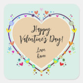 Kute Kinder Valentijnse  Hart Vierkante Sticker (Voorkant)
