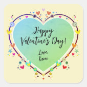 Kute Kinder Valentijnse  Hart Vierkante Sticker (Voorkant)