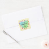 Kute Kinder Valentijnse  Hart Vierkante Sticker (Envelop)