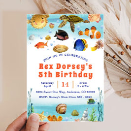 Kute Kinder Waterverf bij het Zee 1e verjaardag Kaart