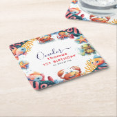 Kute Kinder Waterverf bij het Zee 1e verjaardag Kartonnen Onderzetters (Schuin)