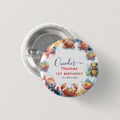 Kute Kinder Waterverf bij het Zee 1e verjaardag Ronde Button 3,2 Cm (Voorkant /achterkant)