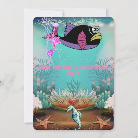 Kute Kinder Waterverf bij het Zee op dag I Kaart (Achterkant)