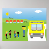 Kute Kinderen die op het Poster van de schoolbus w (Voorkant)