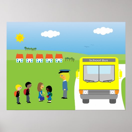 Kute Kinderen die op het Poster van de schoolbus w (Voorkant)