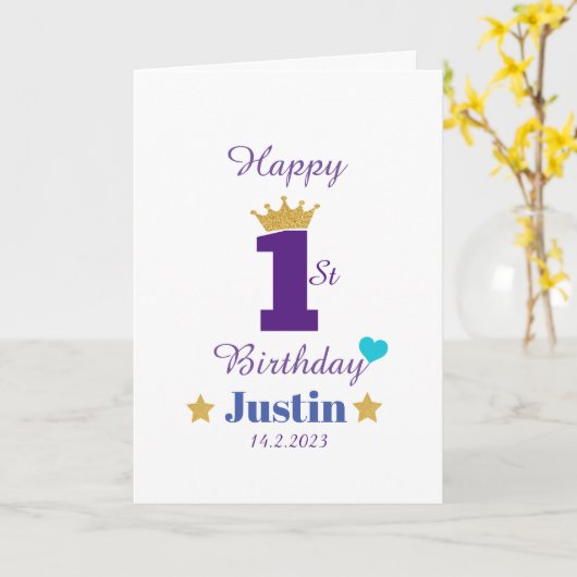 Kute Kinderen Happy 1st Birthday Custom Greeting Kaart (Gele Bloem)