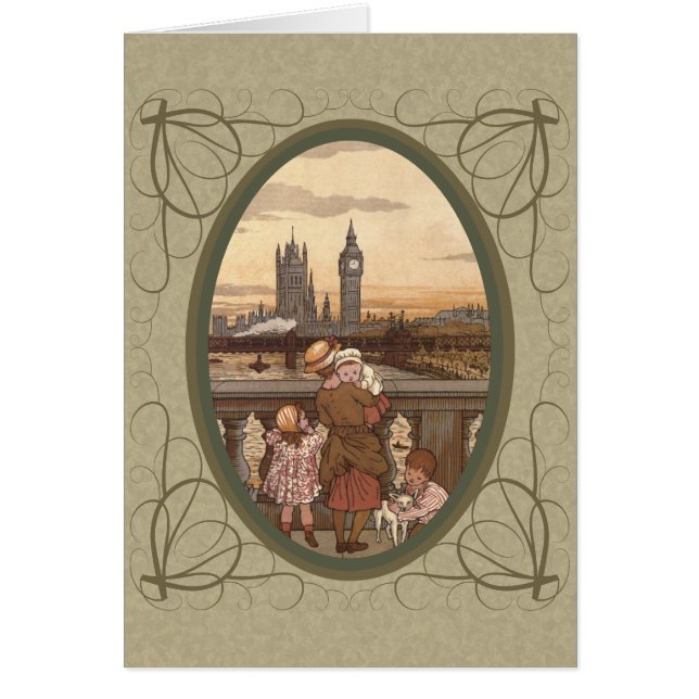 Kute  kinderen op London Bridge (Voorkant)