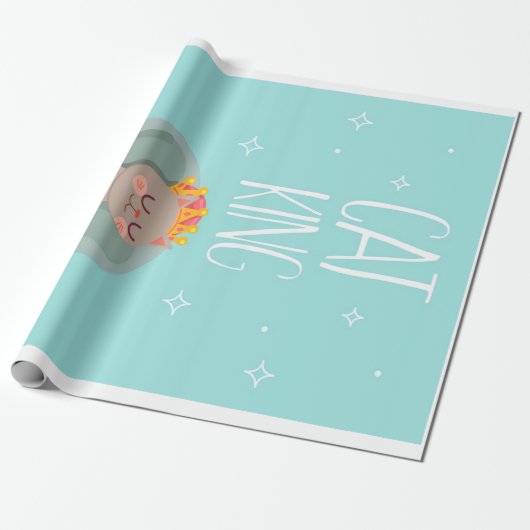 Kute King Cat, Cute Kitten Gift, Cat Lover Gift Cadeaupapier (Uitgerold)