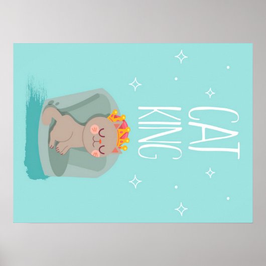 Kute King Cat, Cute Kitten Gift, Cat Lover Gift Poster (Voorkant)