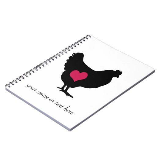 Kute kip met roze hart notitieboek (Linkerzijde)