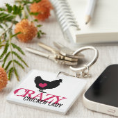 Kute kip met roze hart sleutelhanger (Voorkant Rechts)