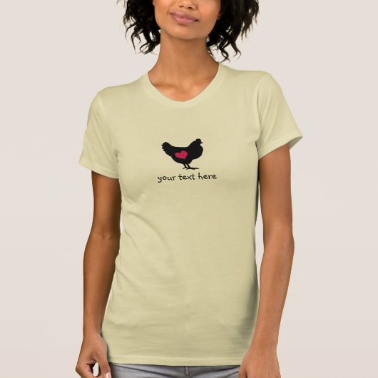 Kute kip met roze hart t-shirt (Voorkant)