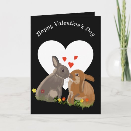 Kute Kissingende Bunnies Valentijns Feestdagen Kaart (Voorkant)