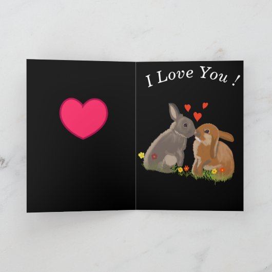 Kute Kissingende Bunnies Valentijns Feestdagen Kaart (Binnen)