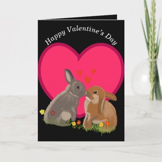 Kute Kissingende Bunnies Valentijns Feestdagen Kaart (Voorkant)