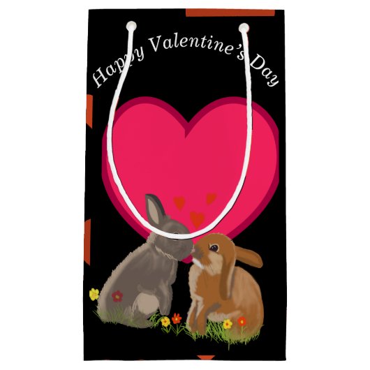 Kute Kissingende Bunnies Valentijns Klein Cadeauzakje (Voorkant)