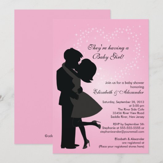 Kute Kissingende Zwangere Paars in Liefde Baby sho Kaart (Voorkant / Achterkant)