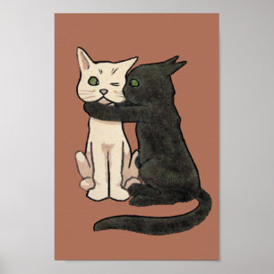 Kute Kissingkat Art Poster Afdrukken