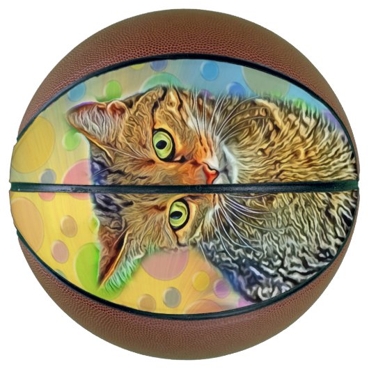 Kute kitten - abstract - kleurig schilderij basketbal (Voorkant)