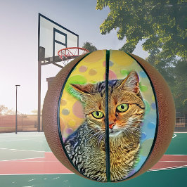 Kute kitten - abstract - kleurig schilderij basketbal