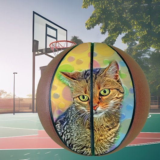 Kute kitten - abstract - kleurig schilderij basketbal
