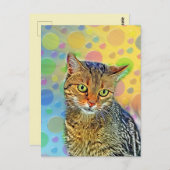 Kute kitten - abstract - kleurig schilderij briefkaart (Voorkant / Achterkant)