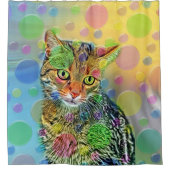 Kute kitten - abstract - kleurig schilderij douchegordijn (Voorkant)