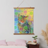 Kute kitten - abstract - kleurig schilderij hangend wandkleed (Slaapkamer)