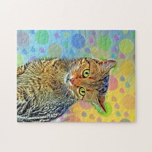 Kute kitten - abstract - kleurig schilderij legpuzzel (Horizontaal)