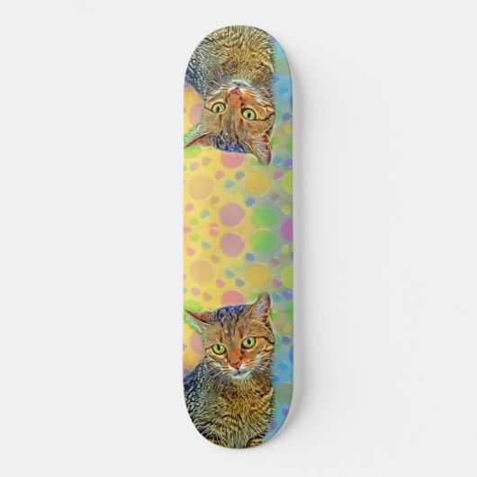 Kute kitten - abstract - kleurig schilderij persoonlijk skateboard (Voorkant)