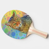 Kute kitten - abstract - kleurig schilderij tafeltennisbatje (Zijkant)