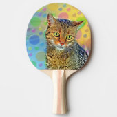 Kute kitten - abstract - kleurig schilderij tafeltennisbatje (Voorkant)