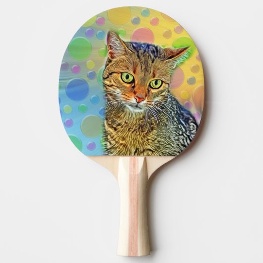 Kute kitten - abstract - kleurig schilderij tafeltennisbatje (Voorkant)