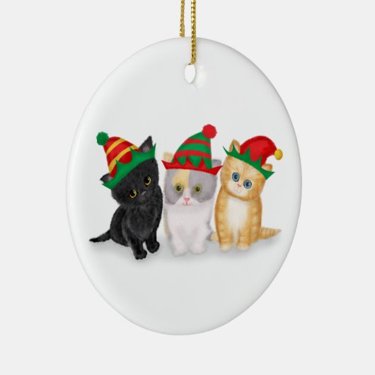 Kute kittens gepersonaliseerde kerstboomversiering keramisch ornament (Rechts)