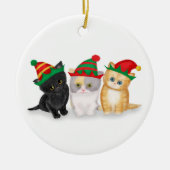 Kute kittens gepersonaliseerde kerstboomversiering keramisch ornament (Voorkant)