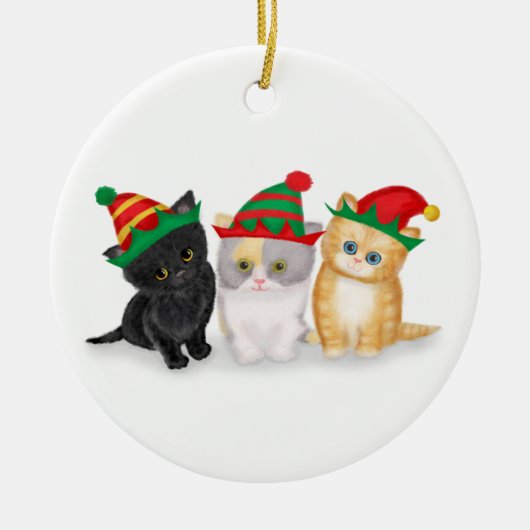 Kute kittens gepersonaliseerde kerstboomversiering keramisch ornament (Voorkant)