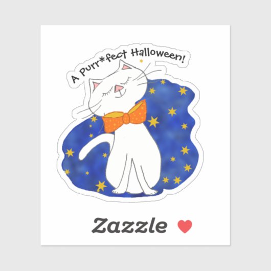 Kute Kitty Cat Sterrennacht Halloween Sticker (Vel)