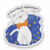Kute Kitty Cat Sterrennacht Halloween Sticker (Voorkant)