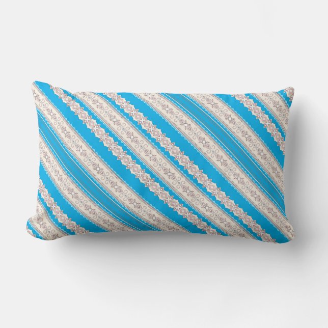 Kute klassieke blauwe witte sierstrepen kussen (Voorkant)